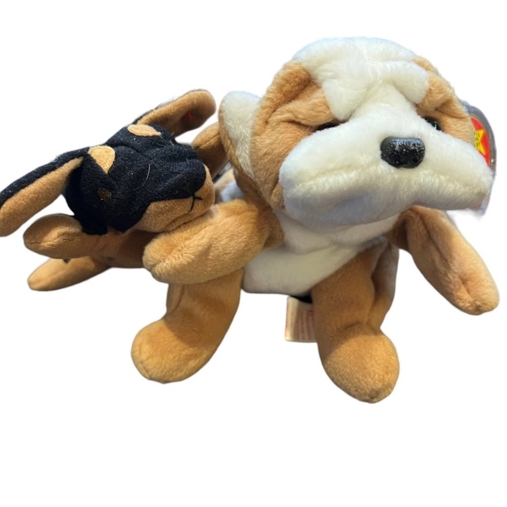 TY Doby Doberman Wrinkles Bulldog Bean Bag Stuffed Animal Plush Toys Puppy Set